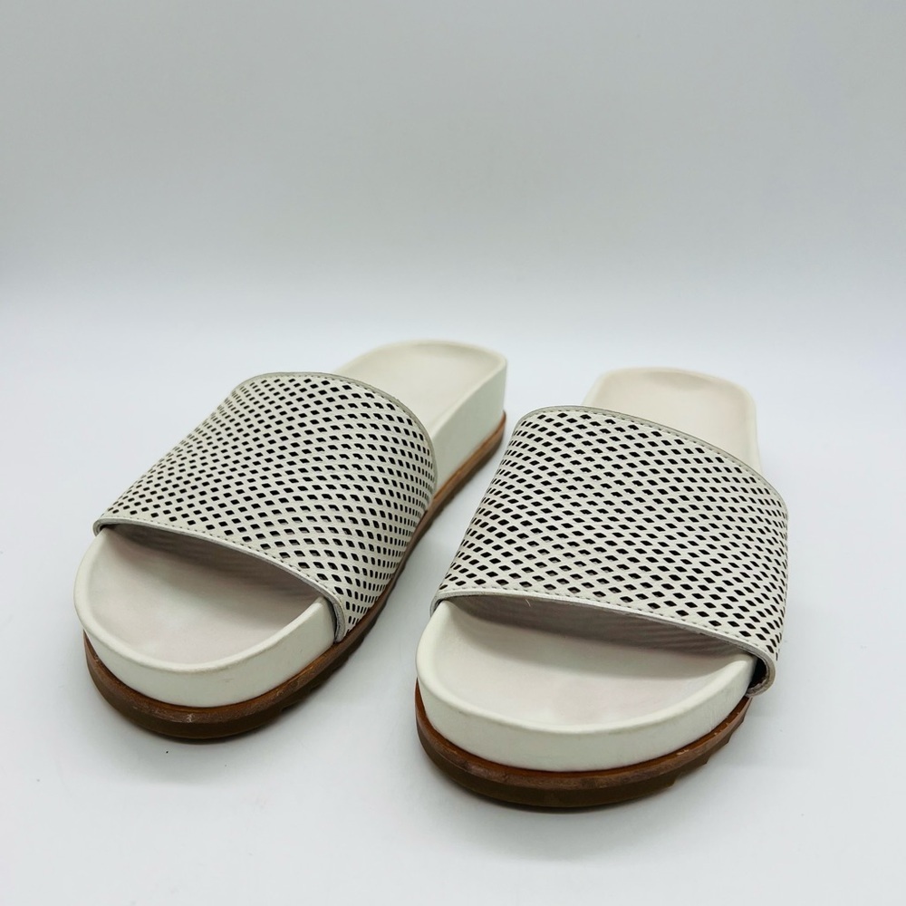 Frye Cream Perforated Slide Leather Sandals Size Women’s 7